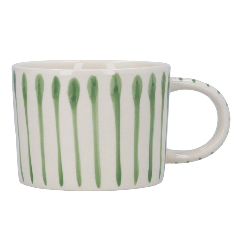 Stoneware Green Stripe Mug
