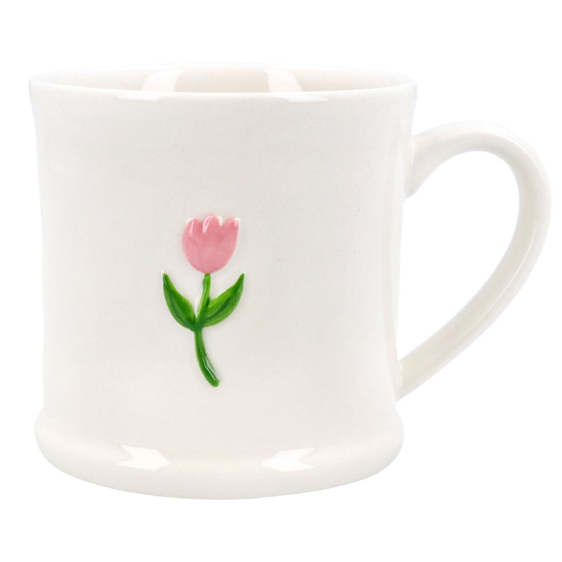 Stoneware Mini Mug 7cm - Embossed Pink Tulip
