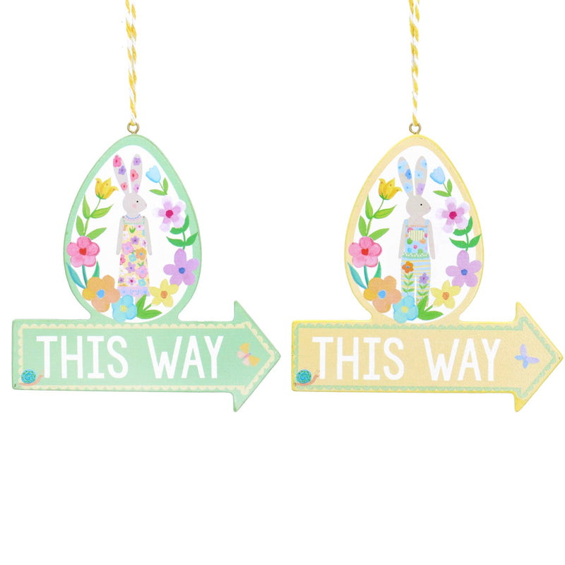 Pastel Flower Egg Bunny Arrow Sign