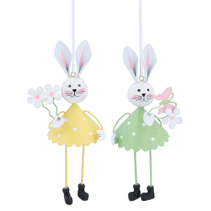 Tin Dec 15cm -Yellow/Green Bunny, 2as