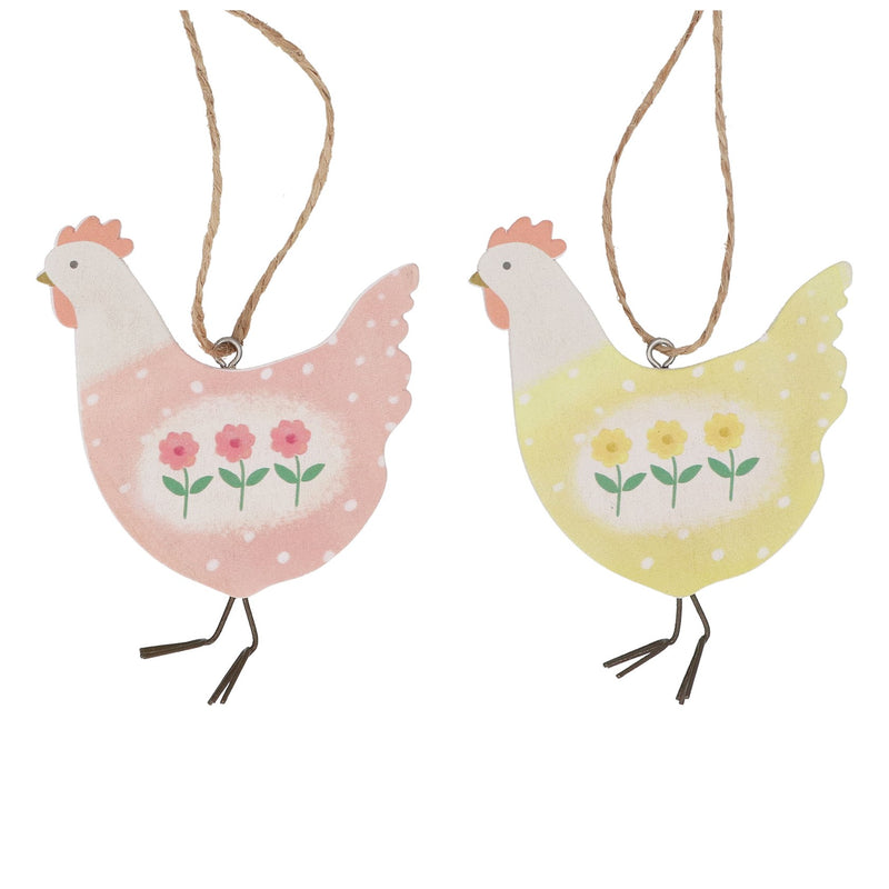 Wood Hanging Pastel Hen Decoration