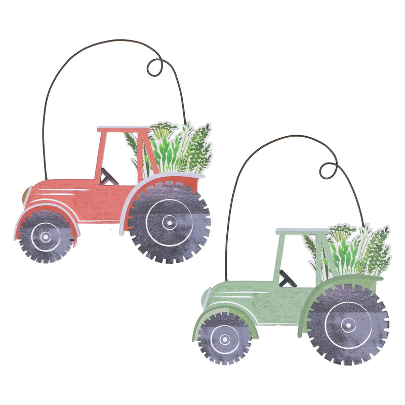 Wooden Spring Hedgerow Tractor Hanging Decoration