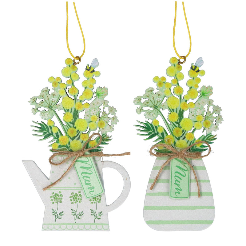 Wooden Mimosa Mum Vase Hanging Decoration