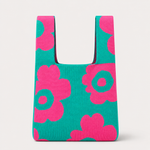 Bold Blooms Floral Knitted Reusable Market Bag-Tote Bag