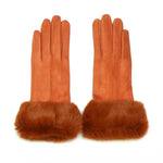 Faux Suade Gloves with Faux Fur Cuff