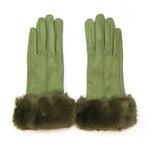 Faux Suade Gloves with Faux Fur Cuff