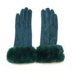 Faux Suade Gloves with Faux Fur Cuff