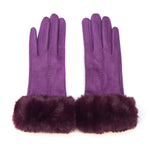 Faux Suade Gloves with Faux Fur Cuff