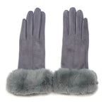 Faux Suade Gloves with Faux Fur Cuff