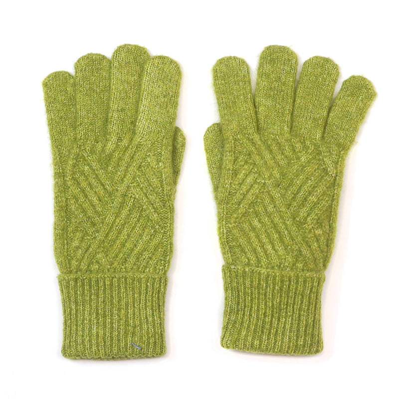 CHARLOTTE CHARTREUSE CABLE KNIT RECYCLED BLEND GLOVES