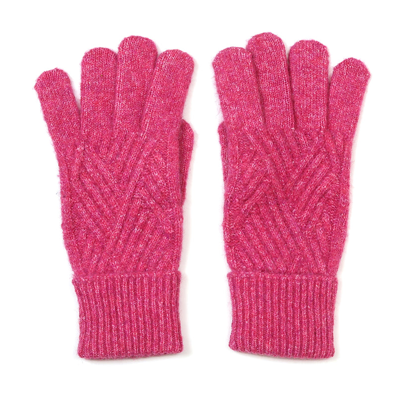 CHARLOTTE BRIGHT PINK CABLE KNIT RECYCLED BLEND GLOVES