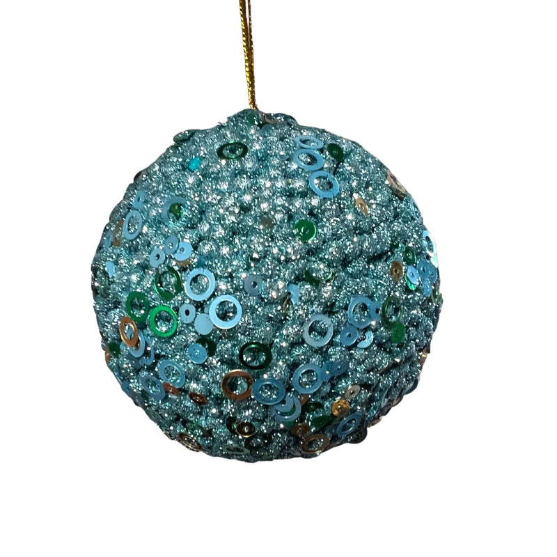 Turquoise sequin bauble