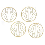 Set of Four Gold Metal Geometric Round Coaster