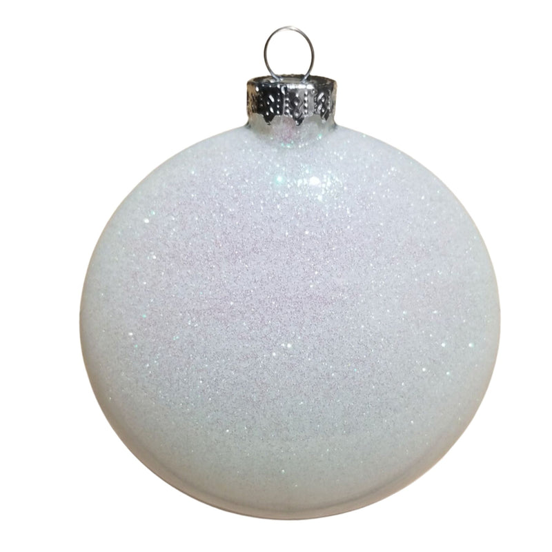 white glitter bauble