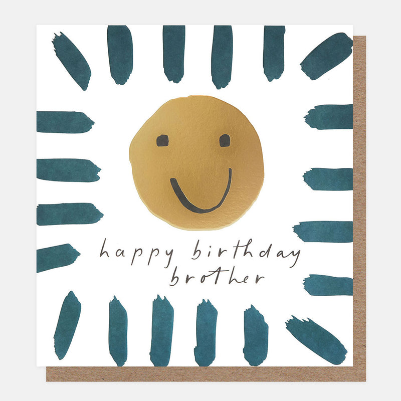 HAPPY BIRTHDAY BROTHER SMILEY FACE WITH BRUSH BORDER