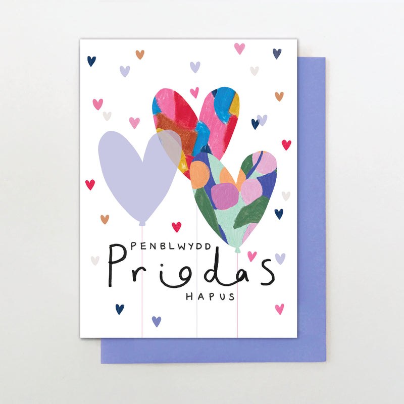 penblwydd priodas hapas heart balloons