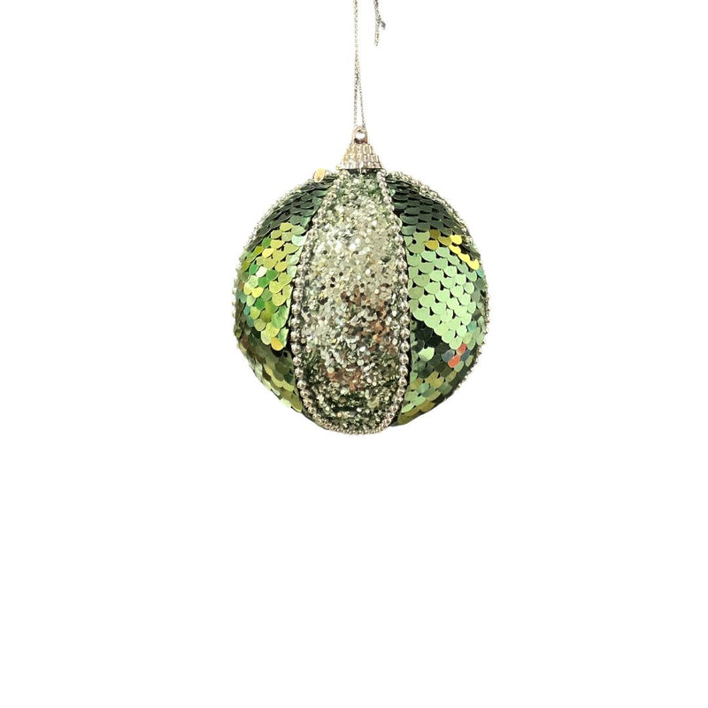 Green and Silver Harlequin Sequin Bauble