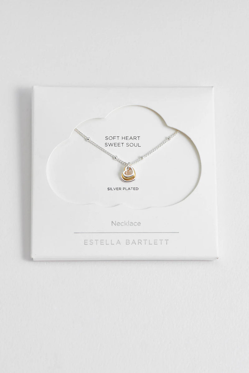Multi Heart Bead Necklace - Silver Chain