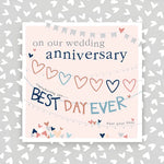 Wedding Anniversary and Penblwydd Priodas Greeting Card