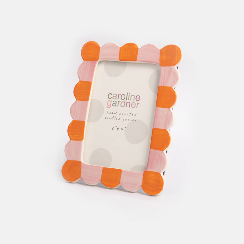 PINK/ORANGE SCALLOP EDGE 4X6" PHOTO FRAME