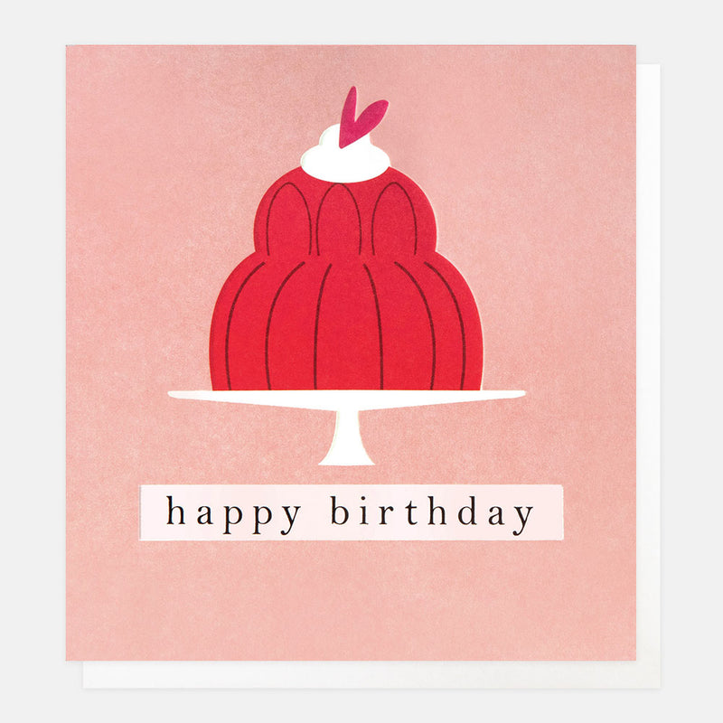 HAPPY BIRTHDAY RED JELLY ON A STAND