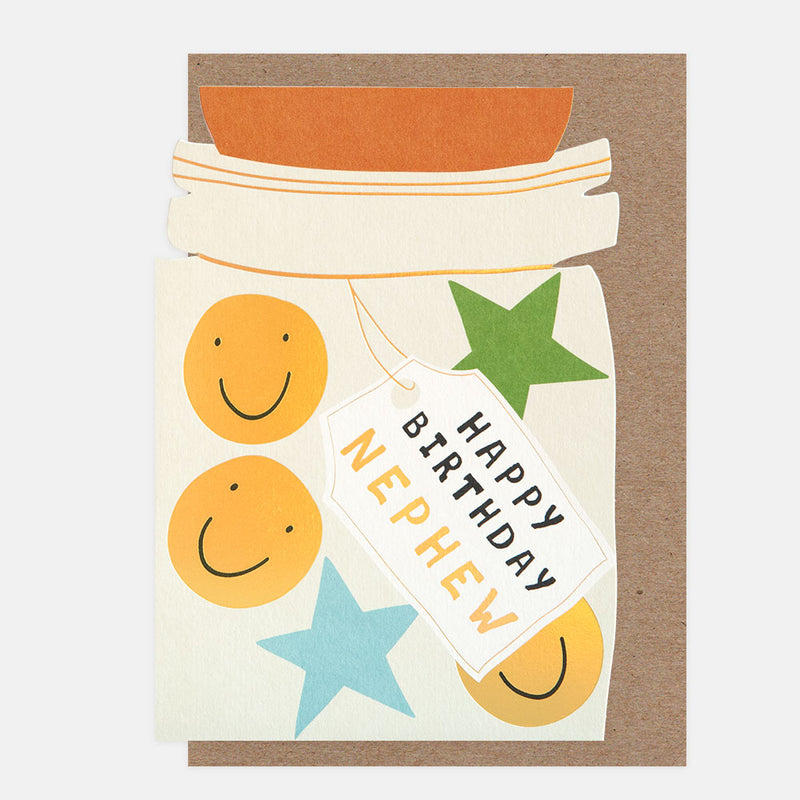 HAPPY BIRTHDAY NEPHEW DIE CUT JAR OF SMILES AND STARS