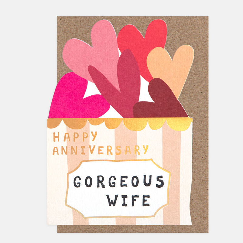 HAPPY ANNIVERSARY GORGEOUS WIFE DIE CUT BOX WITH HEARTS