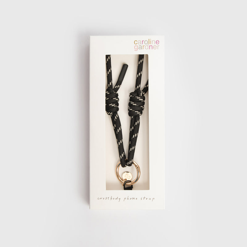 BLACK CORD LONG PHONE STRAP