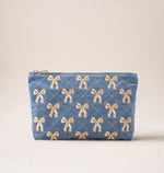 Elizabeth Scarlett Velvet Dusky Blue Lattice Bows