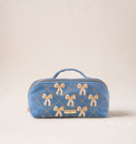 Elizabeth Scarlett Velvet Dusky Blue Lattice Bows