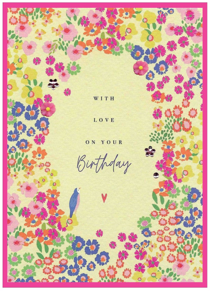 Meadow Blossom with love on your birthday bird