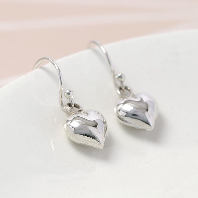 Sterling silver heart drop earring