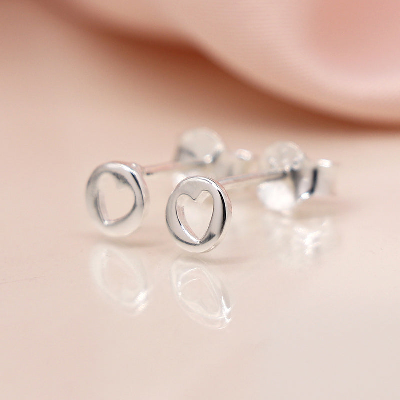 Tiny Cut Out Heart Studs