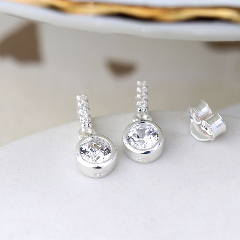 Sterling silver CZ crystal drop earrings