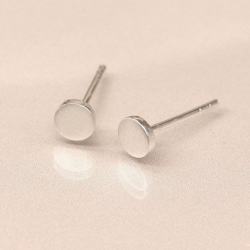 Sterling SIlver Tiny Matt Round Studs