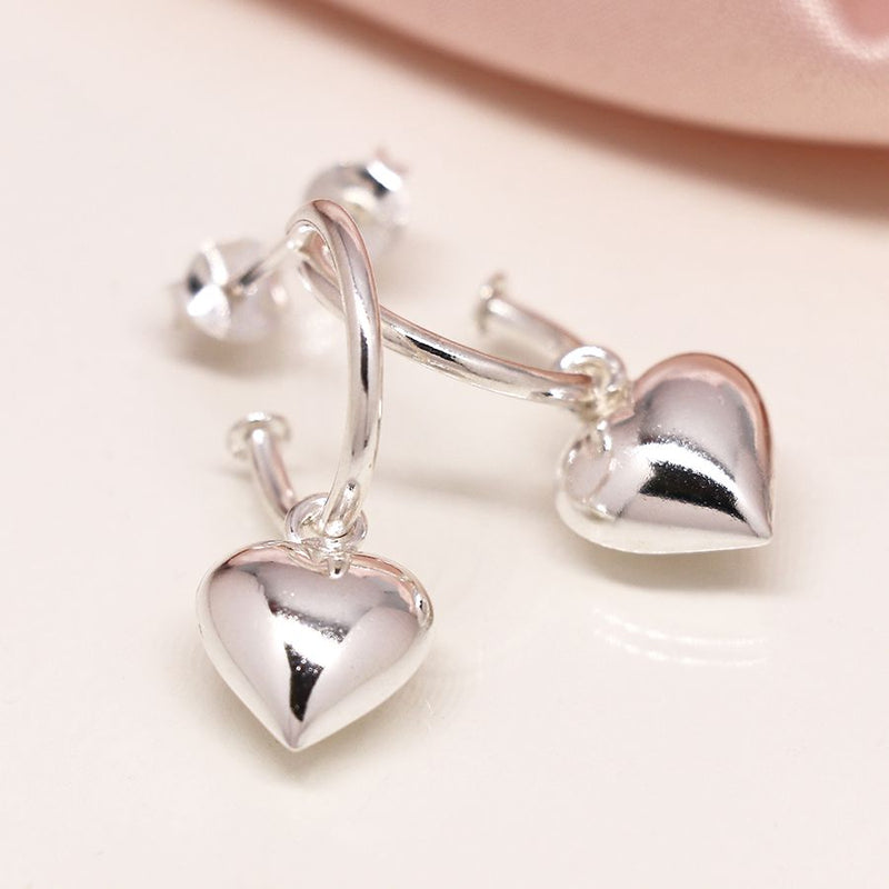 Sterling silver hoop and heart earrings