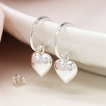 Sterling silver hoop and heart earrings