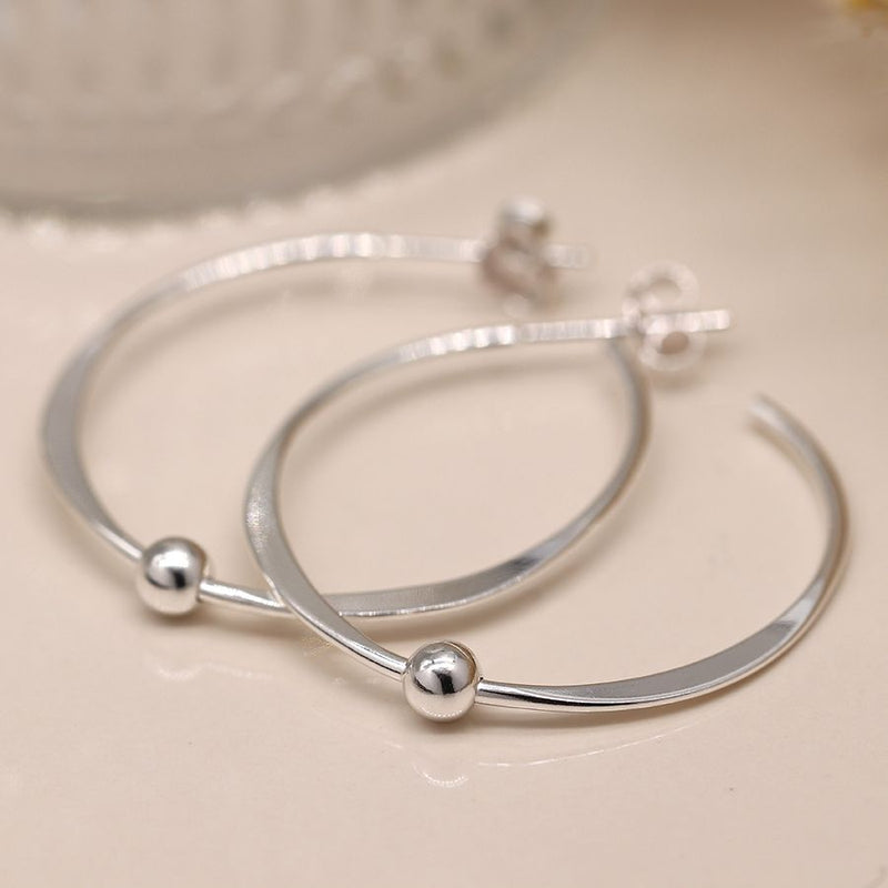 Sterling silver hoop and bead earrings
