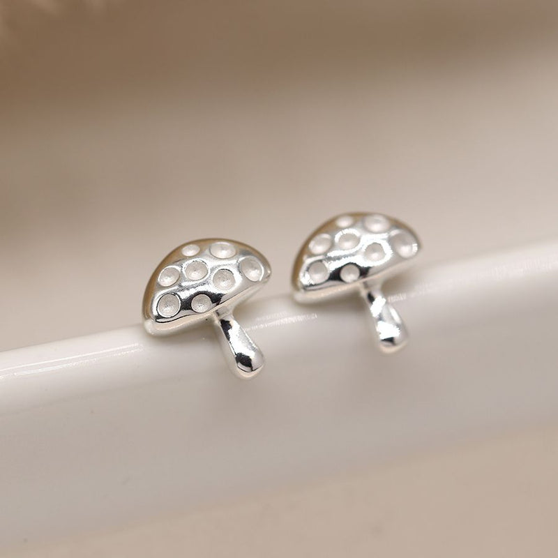 Sterling silver toadstool stud earrings