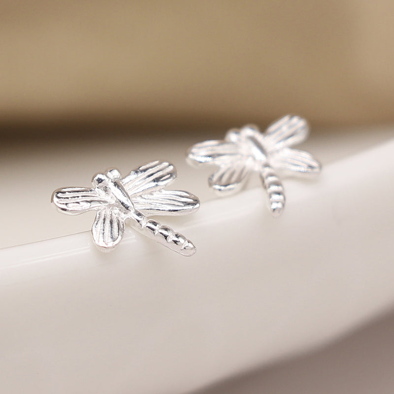 Sterling silver dragonfly stud earrings