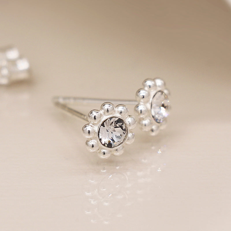 Sterling silver fancy rhinestone stud earrings