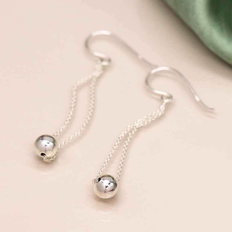 Sterling silver chain and ball earrings