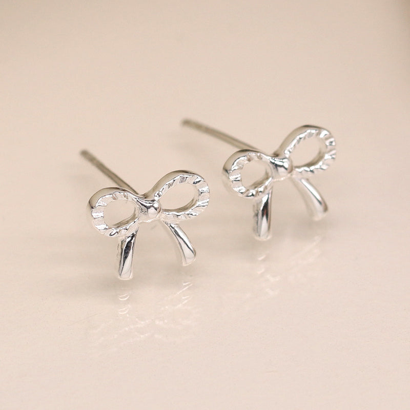 Sterling silver little bow earrings