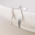 STERLING SILVER BRUSHED MARQUIS TWIST STUD EARRINGS