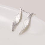STERLING SILVER BRUSHED MARQUIS TWIST STUD EARRINGS