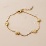 Waterproof gold plated heart station bracelet