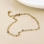 Waterproof gold plated fine disc chain anklet
