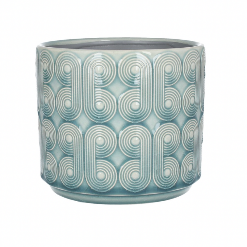 Ceramic Pot Cover 20cm - Blue Palmier