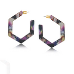 Camille Resin Hexagon Statement Hoop Earrings