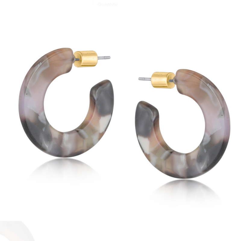 Hortense Flat Oval Resin Hoop Earrings